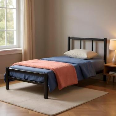 Imagem de Cama com Colchão 88cm Solteiro de Ferro - Preto