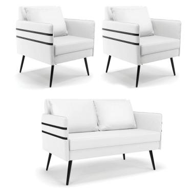 Imagem de Kit 01 Namoradeira E 02 Poltronas Corino Branco