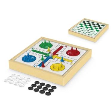 Imagem de Jogo de Damas e Ludo 2 em 1 em Estojo de Madeira MDF — Clássico, Educativo e Divertido para Toda a Família