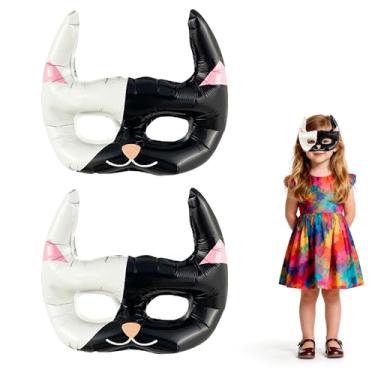 Imagem de Zafête 2 balões de máscara de gato preto e branco