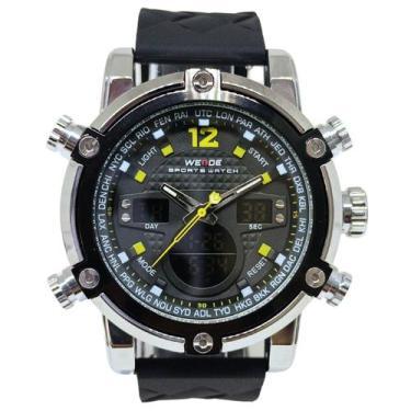 Imagem de Relógio Masculino Weide AnaDigi WH-5205 Prata e Preto e Amarelo
