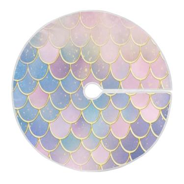 Imagem de Blueangle Saia de árvore de Natal com escamas de peixe sereia de 89,9 cm - poliéster macio e resistente a rugas, decoração de férias para festas de Natal, árvore festiva e decoração de casa (6)