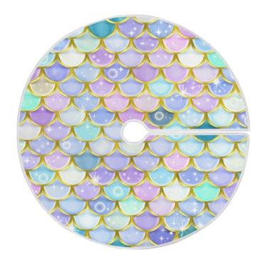 Imagem de ATTX Saia de árvore de Natal com escamas de sereia coloridas 129 cm, decoração festiva para festas de Natal e Ano Novo #161