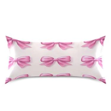 Imagem de Blueangle Fronha de cetim com laços rosa para cabelo e pele, fronha de seda, tamanho king (50,8 x 101,6 cm) - Capas de almofada de cetim com fecho de envelope (415)