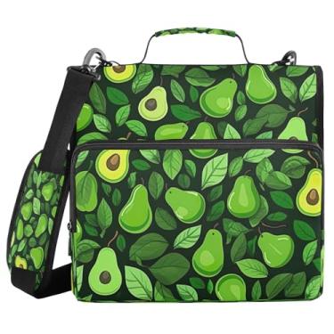 Imagem de Blueangle Fichário pequeno com zíper em fatias de abacate, bolsa de 3 anéis de 3 anéis, comporta 500 páginas, organizador de zíper com vários bolsos com alça ajustável e alça (731)