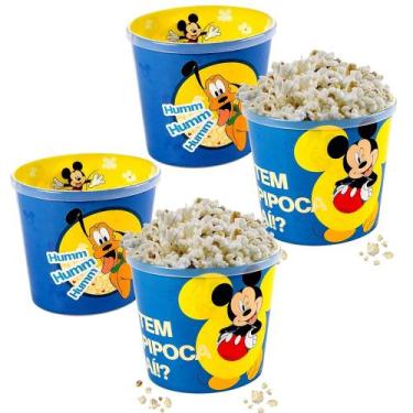 Imagem de 4 Potes para Pipoca Infantil do Mickey Balde Original 2 Litros - Plasú