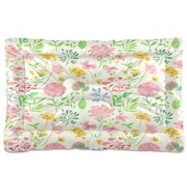 Imagem de SEHANY Cama de flores coloridas para cães e gatos com fundo antiderrapante, cama de canil, colchão macio para animais de estimação, lavável para cães pequenos, médios e grandes, gatos, 61 x 45 cm