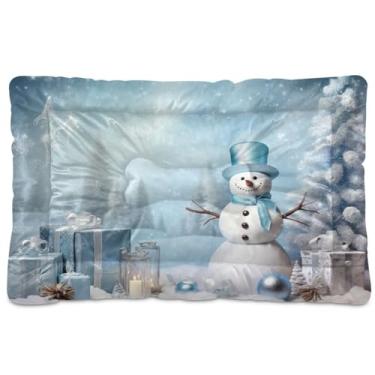 Imagem de KEEPREAL Cama de Natal para cães com boneco de neve, cama retangular confortável para animais de estimação, cama ultra macia e calmante para cães pequenos e médios, 45,7 x 61 cm (38)