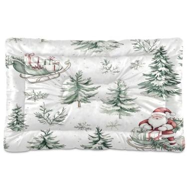 Imagem de SEHANY Cama de Natal para cães de Papai Noel, cama de gato com fundo antiderrapante, cama de canil, colchão macio para animais de estimação, lavável para cães pequenos, médios e grandes, gatos, 45,7 x