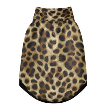 Imagem de SEHANY Casaco de cachorro marrom com estampa de leopardo para cães pequenos, superquente à prova de vento, jaqueta de inverno macia e aconchegante para clima de neve fria com coleira para animais de