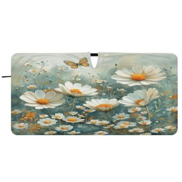 Imagem de Blueangle Aquarela Meadow Daisies Para-brisa Para-brisa - 149.9 cm x 76.2 cm Dobrável Carro Frontal Protetor Solar Blocos Raios UV Viseira de Sol (710)