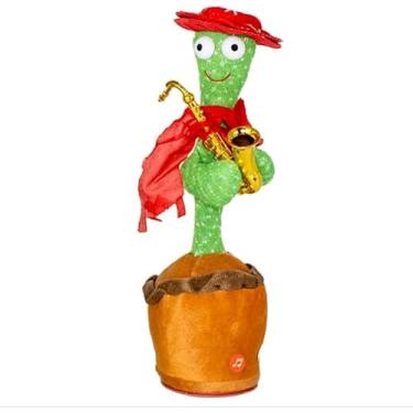 Imagem de Cacto Dançante Interativo Infantil – Brinquedo Musical com Luz, Dança e Repetição de Voz | Pelúcia Divertida com Bateria USB (Saxofone)