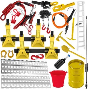 Imagem de ARRCat RC Decoration Upgrades Part for 1/10 SCX10,Trx4/6,GEN7/8,Jack,Fuel Tank,Shovel,Axe,Trailer Chain/Hook/Rope/Receiver/Elastic Force Rope,Antenna,Nitrogen Bottle,Ladder,Recovery Board,Orange