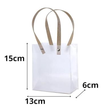 Imagem de Sacola plástica transparente para presentes kit lembrancinha cosméticos alça reforçada embalagem qualidade premium 10uni