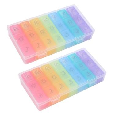 Imagem de Yinhing Dispensador Portátil Semanal de 2 Unidades, 21 Slots, Com Compartimentos para Medicamentos Diários, Recipiente de Armazenamento Amigável para Vitaminas e Suplementos