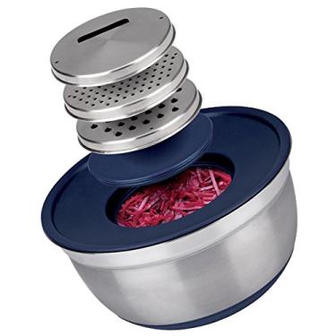 Imagem de Conjunto German Bowl Inox com Ralador 3 em 1 Azul, IN8289-AZ, Euro Home