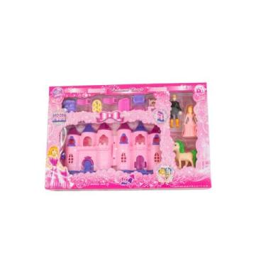 Imagem de Castelo Princesa Musical com Personagens, Acessórios e Cavalinho, Rosa, Plástico, 14x22 cm, 3+ Anos