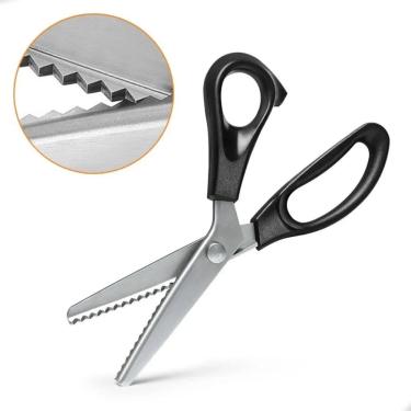 Imagem de Tesoura Escalope Picotar Profissional Artesanato Tecido Cor Preto