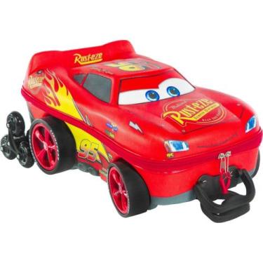 Imagem de Mala Infantil Cars McQueen 3D com Rodinhas - Vermelha - MAX TOY