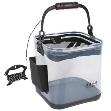 Imagem de Balde de Pesca EVA Transparente Grande Capacidade com Espessamento Plegável Alça para Viagens Acampamentos Armazenamento e Transporte Água
