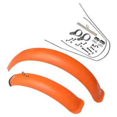 Imagem de Para-lamas de bicicleta 26/20" X4.0, conjunto de para-lamas para pneus largos, para bicicletas BMX, dobráveis, de neve, elétricas, MTB e acessórios de ciclismo.(26X4.0 Orange)