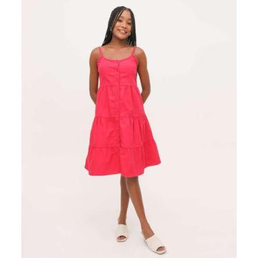 Imagem de Vestido Feminino Sarja Alças Finas Marisa-03030, P, Vermelho cereja