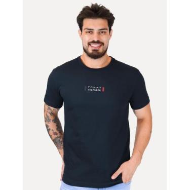 Imagem de Camiseta Tommy Hilfiger Masculina Stack Center Brand Love Print Azul M