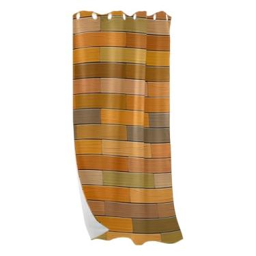 Imagem de CEBUGI Cortinas blackout de tábuas de madeira, cortinas para quarto, sala de estar, painéis de cortina de janela com isolamento térmico (1 painel, 132 cm L x 213 cm C)