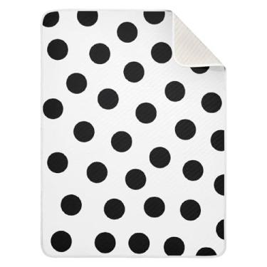 Imagem de WELLDAY Cobertor de bebê para meninos e meninas - Cobertores fofos de bolinhas preto e branco, cobertores de cama de berçário macios e respiráveis 76 x 101 cm