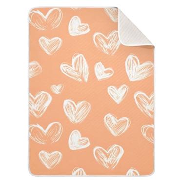 Imagem de xigua Cobertor de bebê de coração branco para bebês, cobertores leves e macios de algodão para berço, carrinho de bebê, berçário, 76 x 101 cm