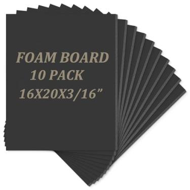 Imagem de Mat Board Center, pacote com 10 placas de espuma sem ácido, placas de espuma preta de 40,6 x 50,8 cm, 3/40.6 cm de espessura