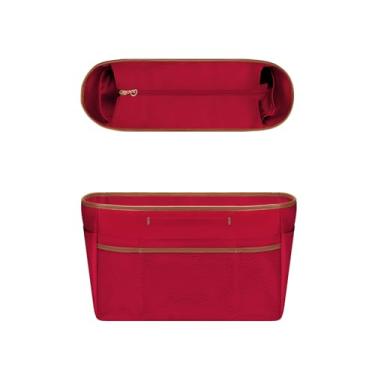 Imagem de GIVLEFLY Bolsa organizadora com vários bolsos, divisórias de bolsa com zíper médio com alça (28, vermelho) forro leve com suporte de copo adequado para Longchamp tamanho médio e City30 e mais
