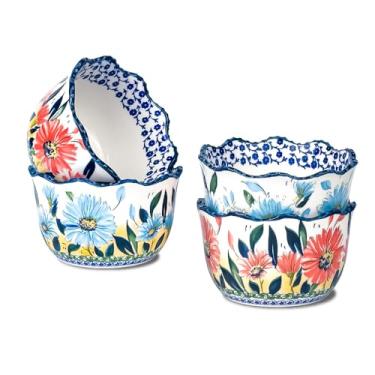 Imagem de KXZ Conjunto de ramequins de cerâmica de 113 – 400 ml para forno, tigelas pequenas para assar e servir, tigelas de sobremesa de porcelana para creme brulee, creme, molhos e lanches – conjunto de