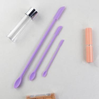 Imagem de Conjunto de 3 mini espátulas de silicone, espátula prática para cuidados com a pele e colher com diferentes tamanhos, colher pequena de silicone de duas cabeças para tirar o molho, creme, loção