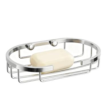 Imagem de AUNMAS Suporte de Sabão Em Barra de Aço Inoxidável, Bandeja de Saboneteira Em Aço Inoxidável Com Dreno de Malha Densa, Decoração de Banheiro, Acessório para Pia de Cozinha Doméstica (Rodada Grande)