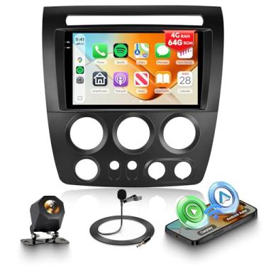 Imagem de Orderich Rádio de carro 4G + 64G para Hummer H3 2005-2010 com CarPlay sem fio Android Auto, tela sensível ao toque embutida de 23 cm, suporte estéreo para carro, conexão espelhada, GPS, WiFi