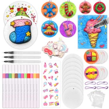 Imagem de Jyyuehai Kit de 94 peças de tinta inchada mágica para crianças – Crie seus próprios chaveiros e pingentes, conjunto de arte e artesanato com textura de espuma 3D – Presente tudo-em-um DIY para meninas