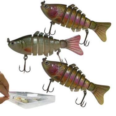 Imagem de Isca Artificial 3 Peixes Articulados Pescaria Realista Camping Fishing