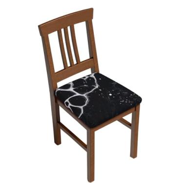 Imagem de ZERAOKE Textura de mármore – Capa de almofada de cadeira quadrada estampada completa com laços para decoração de cadeira de jantar, casa, casamento. Duas peças