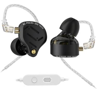 Imagem de Bawjog Fones de ouvido intra-auriculares KZ Pisces Tunable Dual Dynamic Driver, fones de ouvido HiFi com fio, fones de ouvido intra-auriculares para audiófilos (com microfone, preto padrão)