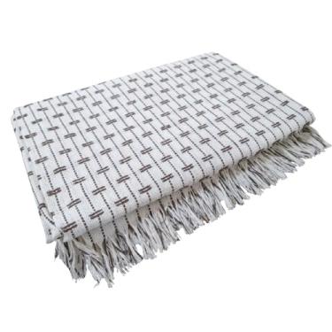 Imagem de Manta Para Sofá Grande Algodão com Franjas Decorativas – Cobertura Elegante para Sofá de 2 a 3 Lugares Manta Capa Luxuosa para Sala e Cama (MODELO-20-CRU-BIS)