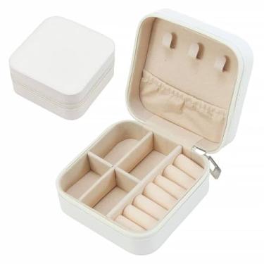Imagem de Pequena caixa de joias deslumbrante, organizador de estojos de viagem, presentes personalizados, acessórios de joias para adolescentes, presente de Natal para mulheres, branco