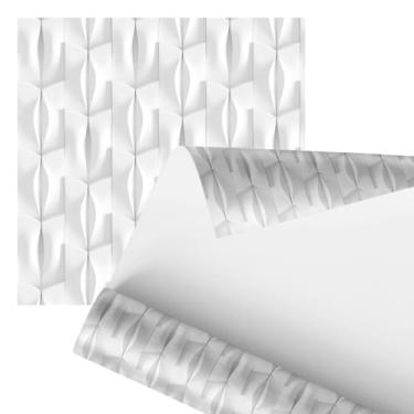 Imagem de papel de parede Decorativo 3D, Revestimento de Parede Branco com Padrão Geométrico, 2,80 cm