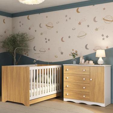 Imagem de Berço Americano 3 em 1 com Cômoda 1 Porta 4 Gavetas Realeza Multimóveis MP4685