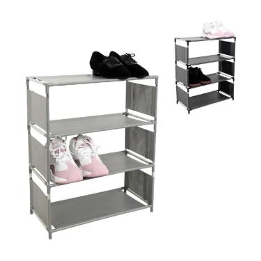 Imagem de Sapateira Estante Organizador Multiuso 4 Prateleiras Tenis Brinquedos Roupas Porta Treca Lavanderia Quarto Sala