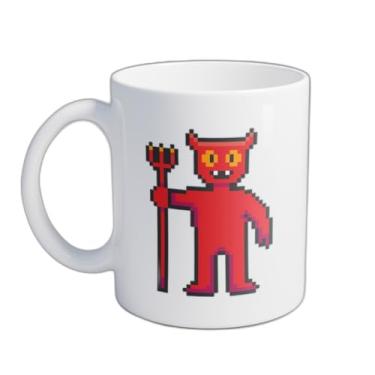 Imagem de Caneca Xícara de Café Porcelana 300ml Com Desenho Pixel Art Personagem Diabólico