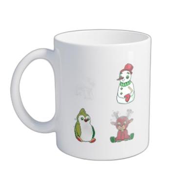 Imagem de Caneca Xícara de Café Porcelana 300ml Com Ilustração Natal Pixel Art