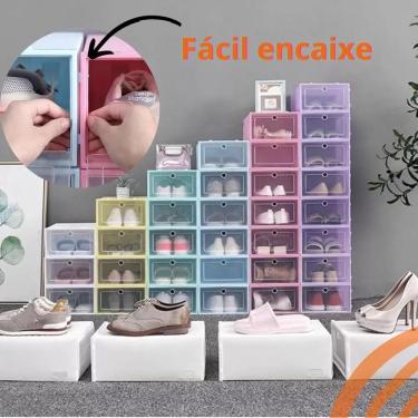 Imagem de Kit 6 Caixa Sapateira Empilhavel Organizador Dobravel Cor:rosa