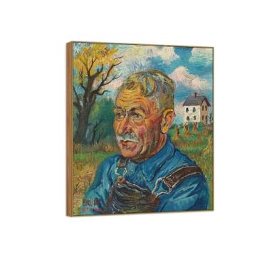 Imagem de BMZFYBS David Burliuk Famosas impressões em tela de arte de parede prontas para pendurar. Man. Pintura de moldura de madeira para decoração de sala de estar 30 x 35 cm 12 x 13 polegadas