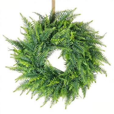 Imagem de Guirlanda artificial de folhas persas – Guirlanda realista de vegetação sintética para decoração de casa e jardim, porta, parede, mesa, interior e exterior (verde, 66 cm)